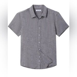 Demofair Men's Gray  Short Sleeve Button Down Shirt Casual Cuban Collar Beach